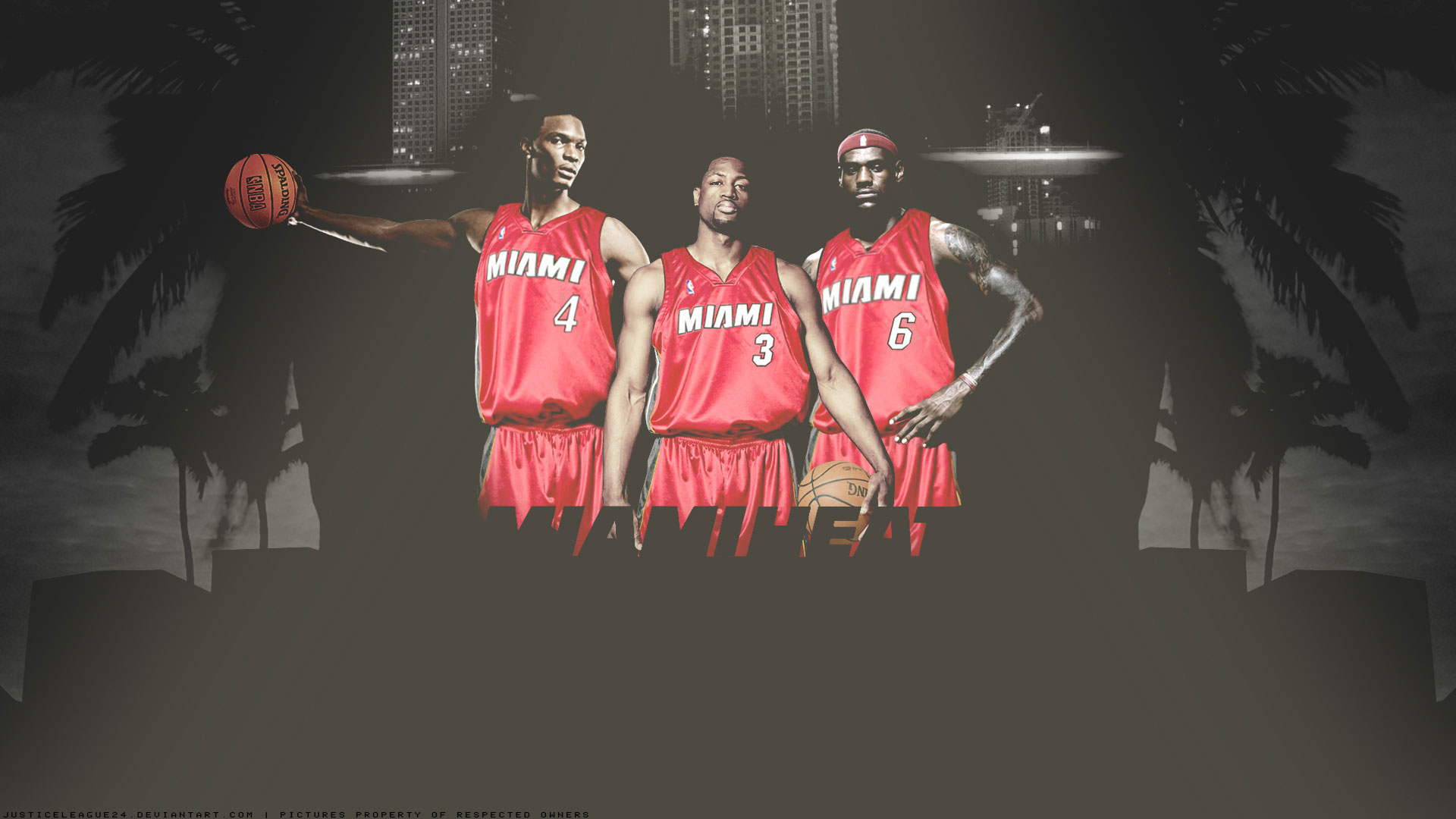 Bosh, Wade, James Miami Heat Widescreen